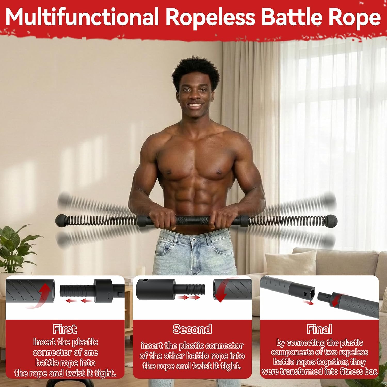 Crossfit Training - 2-in-1 Cordless Battle Rope Power Twister